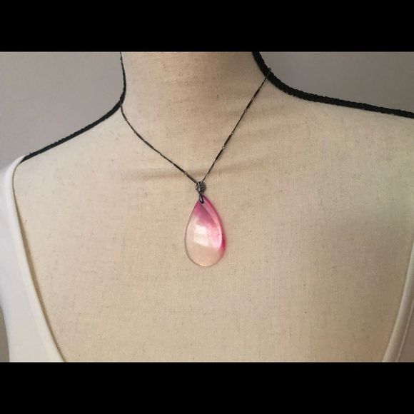 Vintage 925 chain with gemstone tear drop shaped pendant - Picture 4 of 4